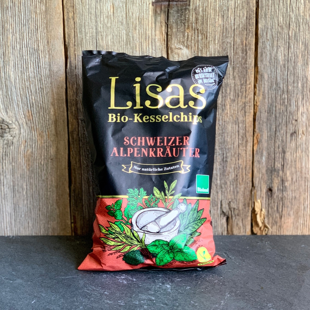 Organic potato chips Swiss Alpine herbs LISAS