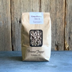 Organic wheat and buckwheat coquillettes